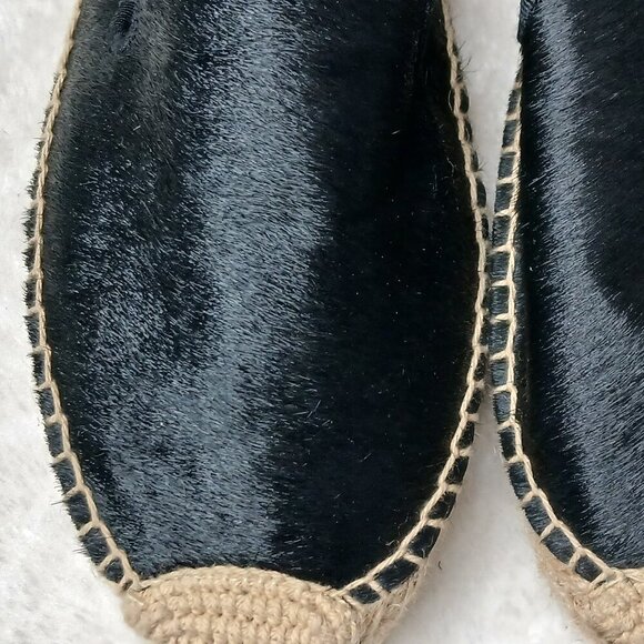 SOLUDOS Calf Hair Slip On Smoking Slipper Platform Espadrilles Black Size 8 - Picture 8 of 10